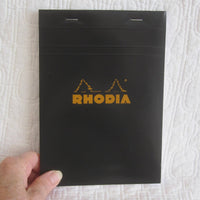 Rhodia Classic Medium Black Notepad, Staplebound, Graph Paper